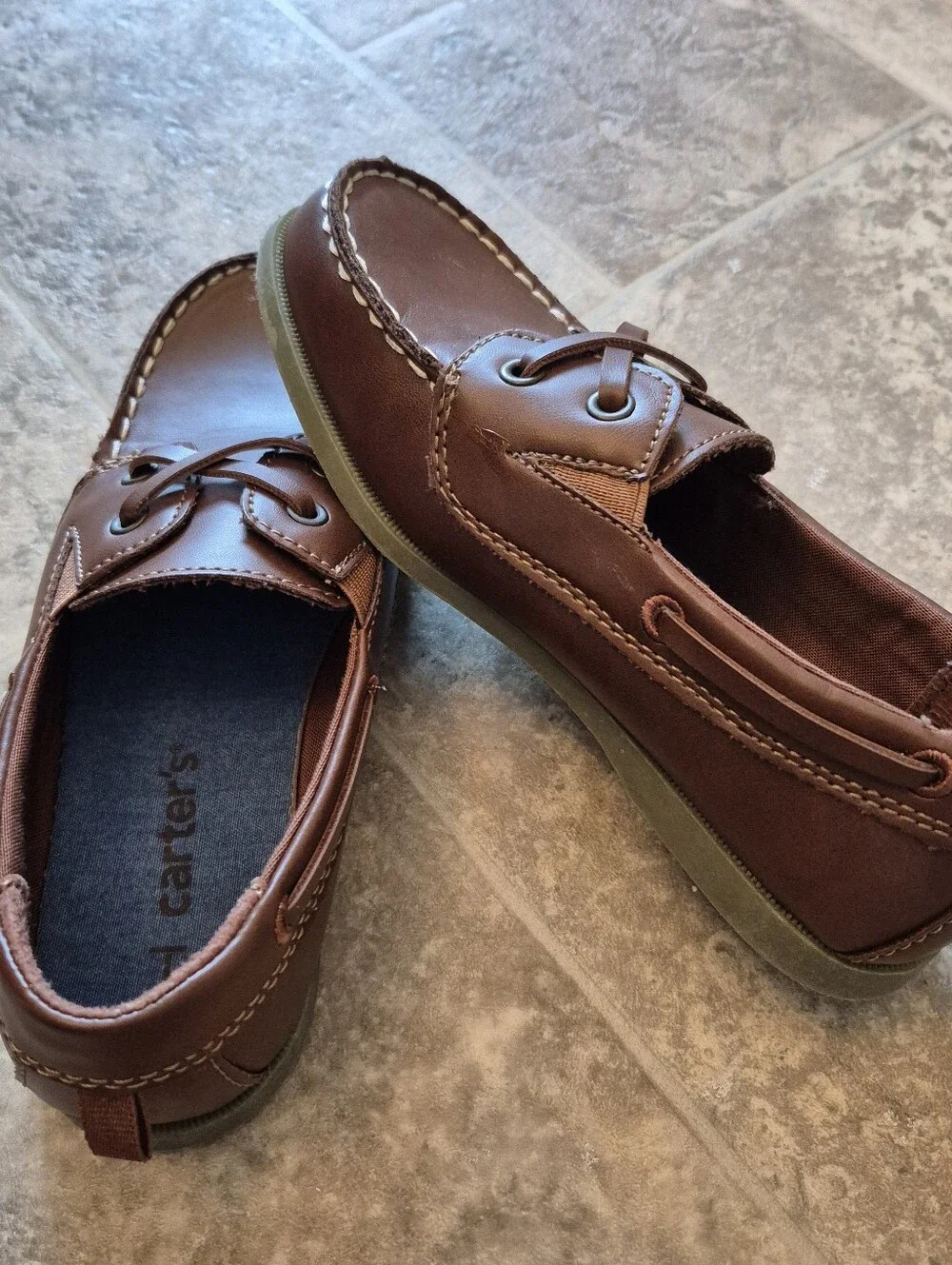 Carter's Boys Kids Brown Leather Boat Shoes Size 1M Eur 32